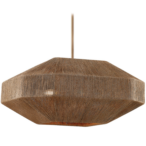 Troy Lighting Troy Lighting Laken Patina Brass LED Pendant Light with Octagon Shade F3624-PBR