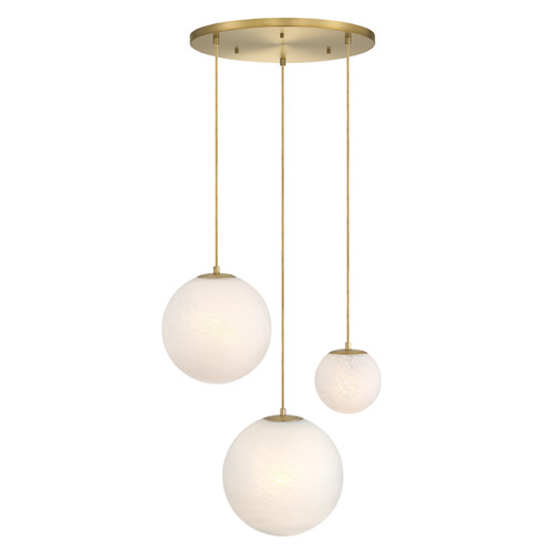 Designers Fountain Lighting Designers Fountain Pixie Brushed Gold Multi-Light Pendant with Globe Shade D342M-3CHD-BG
