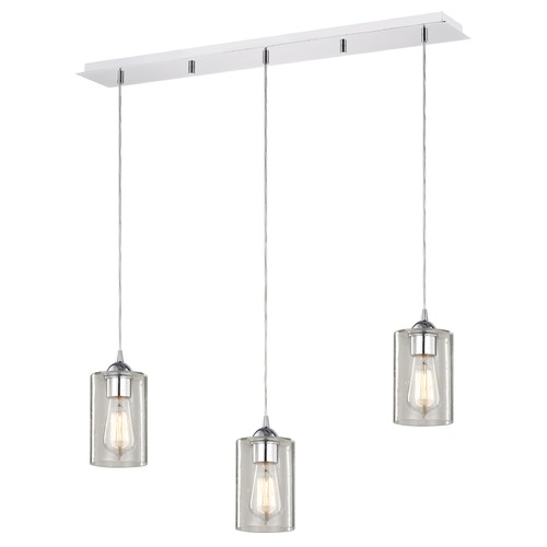 Design Classics Lighting 36-Inch Linear Pendant with 3-Lights in Chrome Finish with Clear Seeded Glass 5833-26 GL1041C