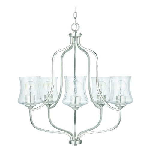 HomePlace by Capital Lighting HomePlace Reeves Brushed Nickel 5-Light Chandelier with Clear Seeded Glass 439251BN-499