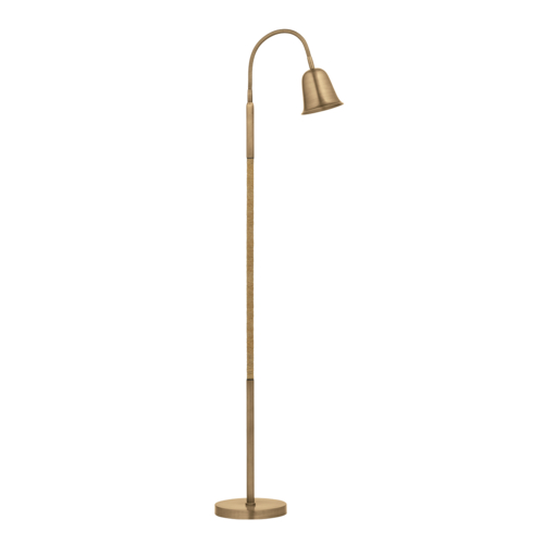 Troy Lighting Wharf Patina Brass LED Arc Lamp with Bell Shade