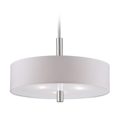 Designers Fountain Lighting Modern Drum Pendant Light with White Shades in Chrome Finish 84531-CH