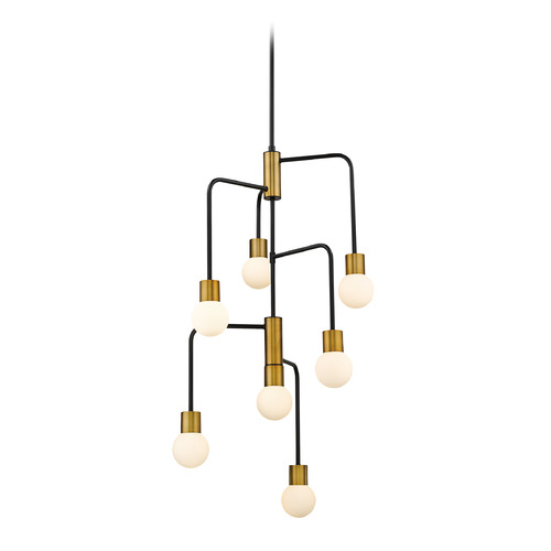 Z-Lite Neutra Matte Black & Foundry Brass Chandelier by Z-Lite 621-7MB-FB