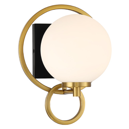 Savoy House Lighting Alhambra Matte Black with Warm Brass Sconce