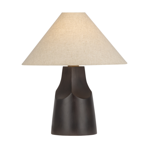 Troy Lighting Hewn Patina Brass LED Table Lamp with Coolie Shade