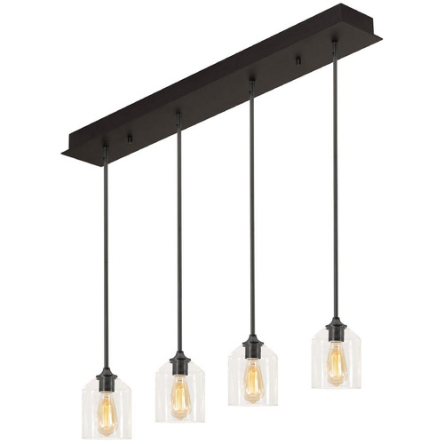 Afx Lighting William Black Multi-Light Pendant with Bowl / Dome Shade