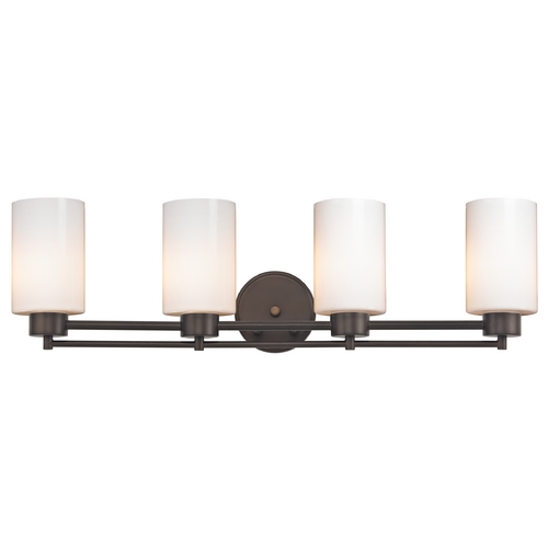 Modern Bathroom Light with White Glass - Four Lights