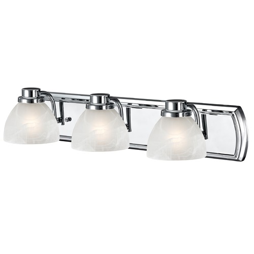 Design Classics Lighting Alabaster Glass 3-Light Bath Bar in Chrome 1203-26 GL1033-ALB