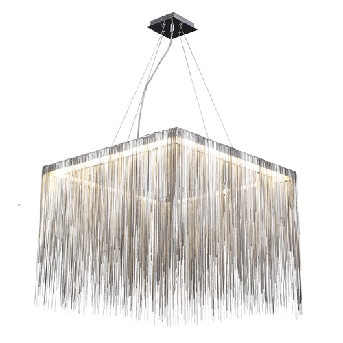 Fountain 26-Inch LED Square Chandelier in Chrome by Avenue Lighting
