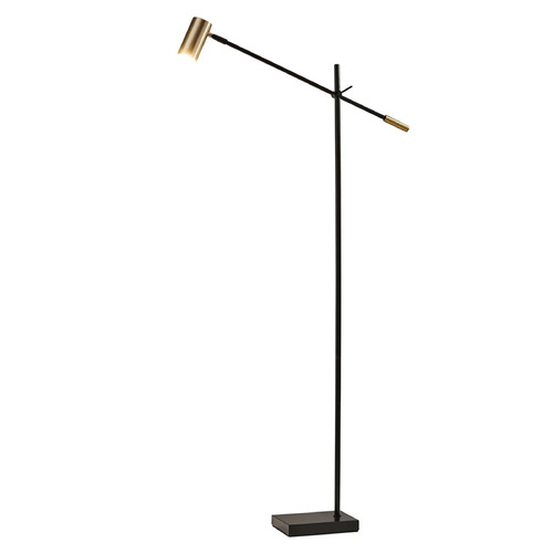 Adesso Home Collette Black and Antique Brass LED Swing Arm Lamp with Cylindrical Shade