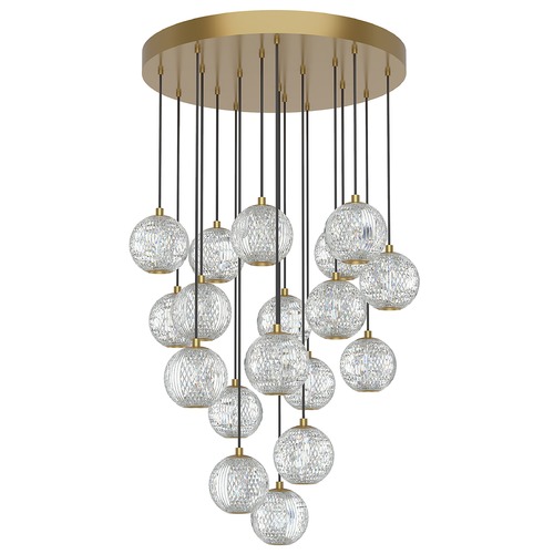 Marni Natural Brass LED Multi-Light Pendant by Alora Lighting