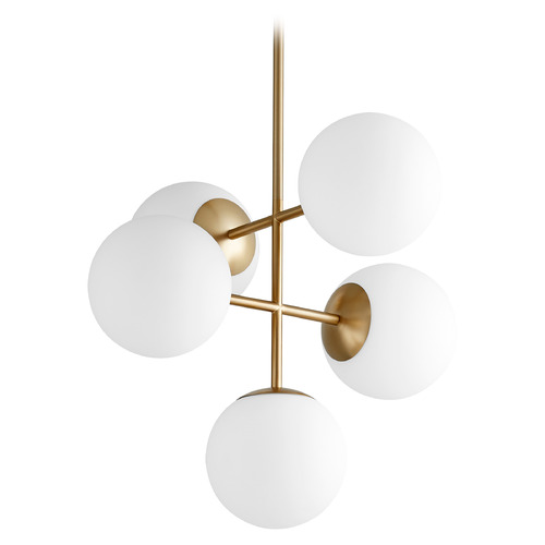 Nebula 5-Light Large Globe LED Pendant in Brass by Oxygen Lighting