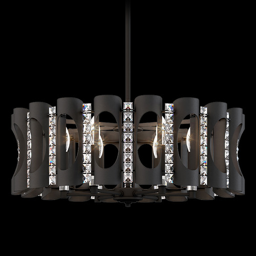 Schonbek Worldwide Lighting Twilight Black Pendant Light with Drum Shade