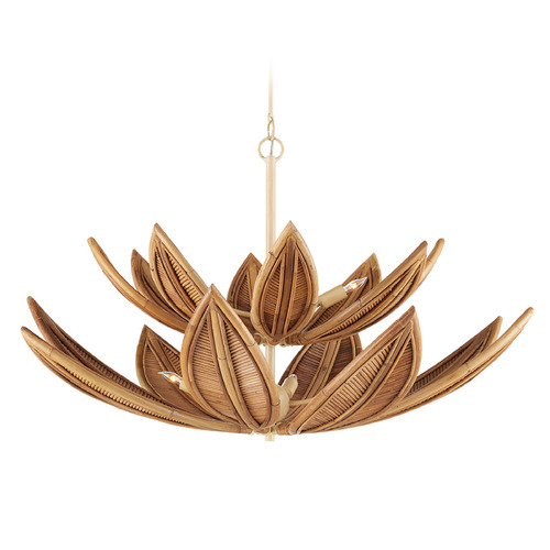 Currey and Company Lighting Currey and Company Cubana Natural Rattan & Coco Cream Chandelier 9000-1298