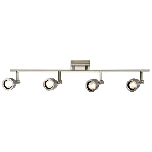Track Light with 4 Stepped Cylinder Spot Lights - Satin Nickel - GU10 Base