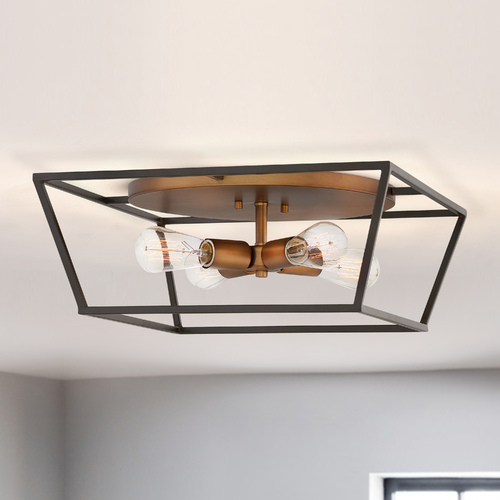 Fulton 4-Light in Bronze & Heirloom Brass Flush Mount by Hinkley Lighting