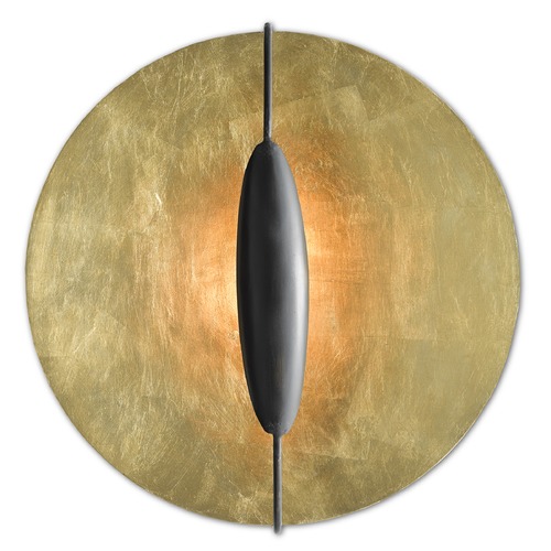 Currey and Company Lighting Currey and Company Pinders Gold Leaf / Painted Gold / French Black Sconce 5000-0130
