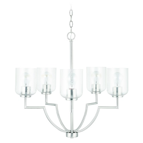 HomePlace by Capital Lighting HomePlace Carter Brushed Nickel 5-Light Chandelier with Clear Seeded Glass 439351BN-500