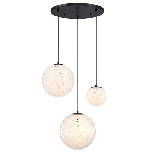 Designers Fountain Lighting Designers Fountain Circo Matte Black Multi-Light Pendant with Globe Shade D282M-3CHD-MB