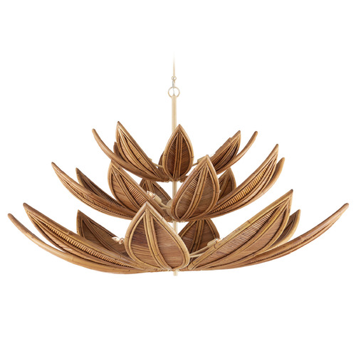 Currey and Company Cubana Natural Rattan & Coco Cream Chandelier