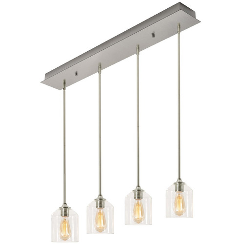 Afx Lighting William Satin Nickel Multi-Light Pendant with Bowl / Dome Shade