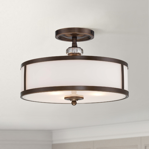 Minka Lavery Semi-Flush Mount with White Glass in Dark Noble Bronze by Minka Lavery 4942-570