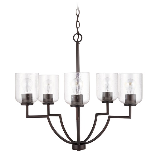 HomePlace by Capital Lighting HomePlace Carter Bronze 5-Light Chandelier with Clear Seeded Glass 439351BZ-500