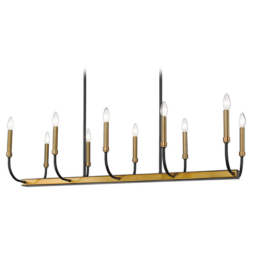 Z-Lite Haylie Matte Black & Olde Brass Linear Light by Z-Lite 479-10L-MB-OBR