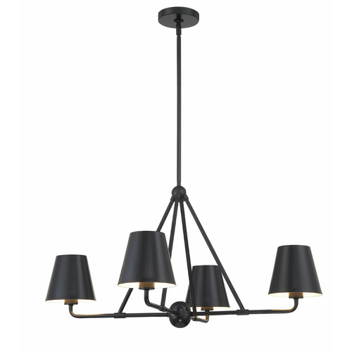 Xavier 4-Light Chandelier in Matte Black by Crystorama Lighting