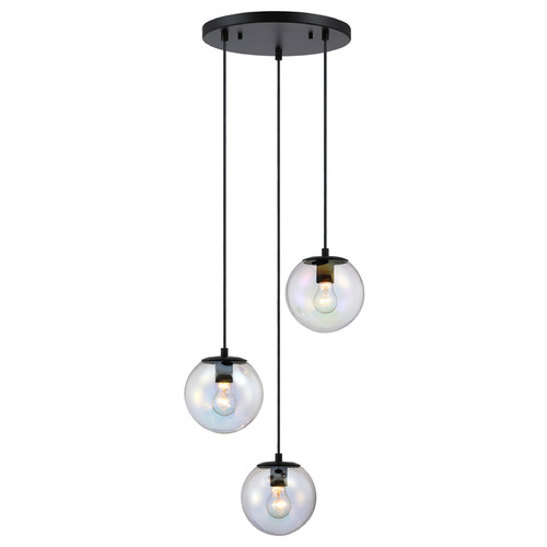 Designers Fountain Neva Matte Black Multi-Light Pendant with Globe Shade