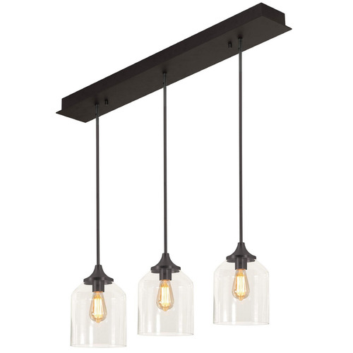 Afx Lighting William Black Multi-Light Pendant with Bowl / Dome Shade