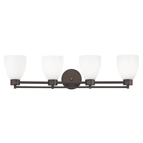 Design Classics Lighting Modern Bathroom Light with White Glass - Four Lights 704-220 GL1024MB