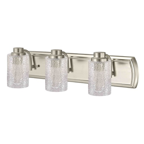 Design Classics Lighting Industrial Textured Glass 3-Light Bathroom Light in Satin Nickel 1203-09 GL1060C