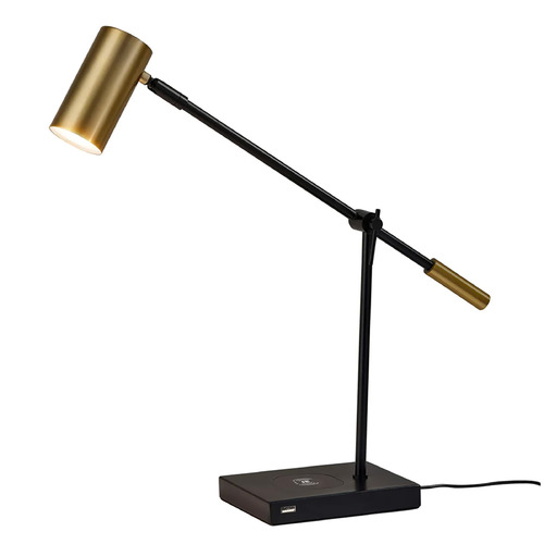 Adesso Home Collette Black and Antique Brass LED Swing Arm Lamp