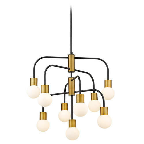 Neutra Matte Black & Foundry Brass Chandelier by Z-Lite