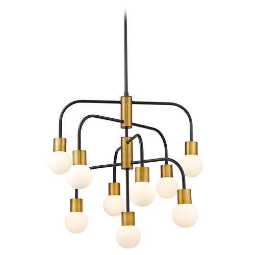 Z-Lite Neutra Matte Black & Foundry Brass Chandelier by Z-Lite 621-9MB-FB