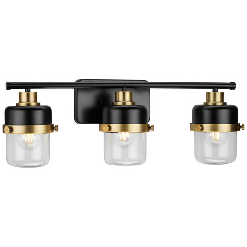 Progress Lighting Progress Lighting Beckner Matte Black & Vintage Brass Bathroom Light P300424-31M
