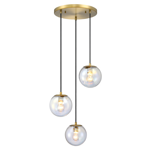 Designers Fountain Neva Brushed Gold Multi-Light Pendant with Globe Shade