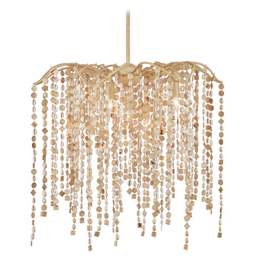 Currey and Company Lighting Currey and Company Kealia Natural Shell & Coco Cream LED Chandelier 9000-1301