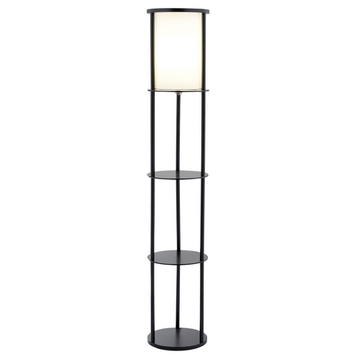 Modern Floor Lamp with White Shade in Black Finish