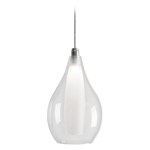 Modern Chrome LED Mini Pendant with Clear and Frosted Shade 3000K 191LM by Kuzco Lighting
