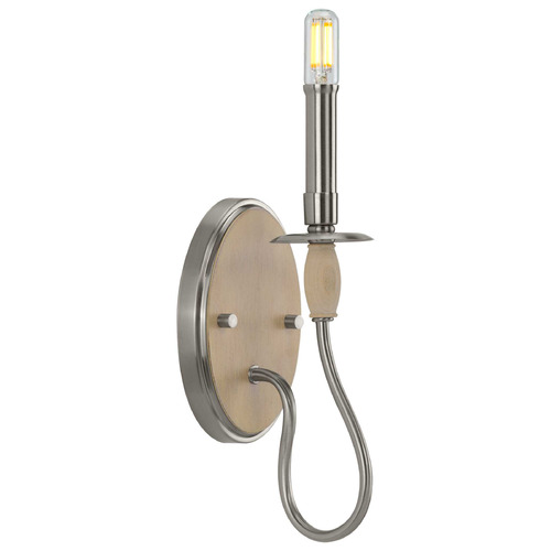Progress Lighting Durrell Brushed Nickel & Cerused White Sconce