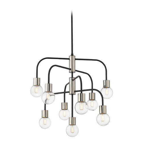 Z-Lite Neutra Matte Black & Polished Nickel Chandelier by Z-Lite 621-9MB-PN