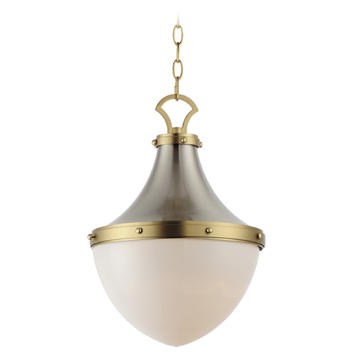 Maxim Lighting Conrad Satin Nickel & Satin Brass Pendant Light with Bowl / Dome Shade