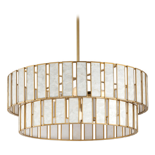 Miramar Capiz & Natural Aged Brass Chandelier by Maxim Lighting