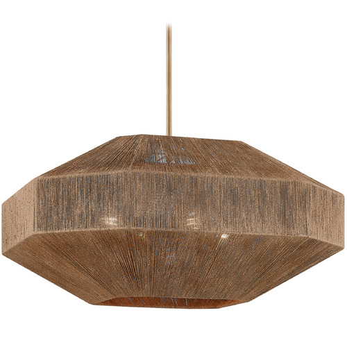 Troy Lighting Troy Lighting Laken Patina Brass LED Pendant Light with Octagon Shade F3636-PBR