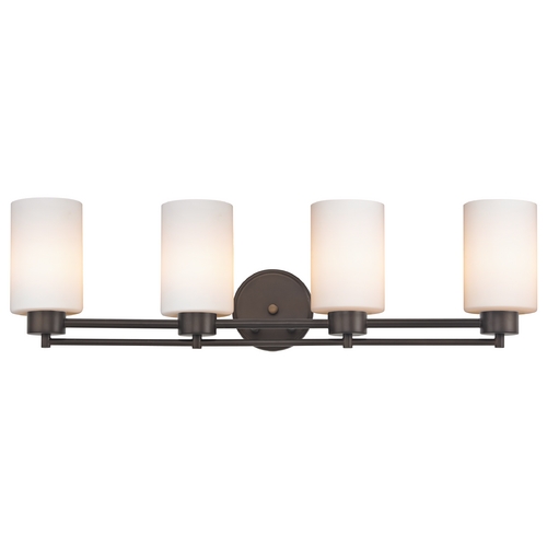 Modern Bathroom Light with White Glass - Four Lights