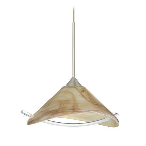 Besa Lighting Besa Lighting Hoppi Satin Nickel Mini-Pendant Light with Conical Shade 1XT-181305-SN