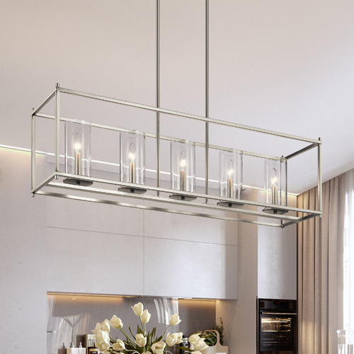 Modern Linear Chandelier Brushed Nickel Crosby by Kichler Lighting