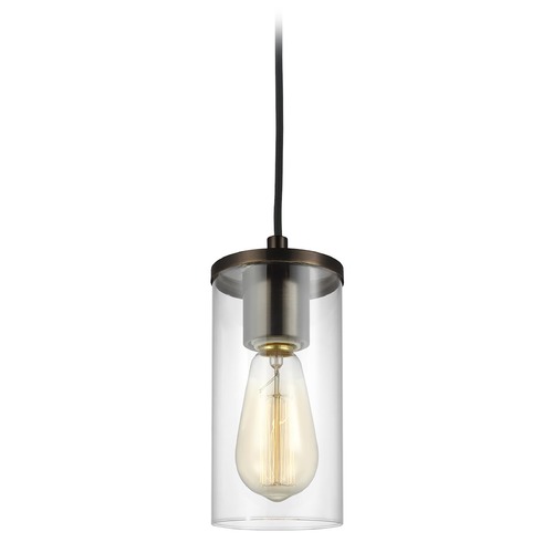 Visual Comfort Studio Collection Zire Brushed Oil Rubbed Bronze Mini Pendant with Cylindrical Shade by Visual Comfort Studio 6190301-778